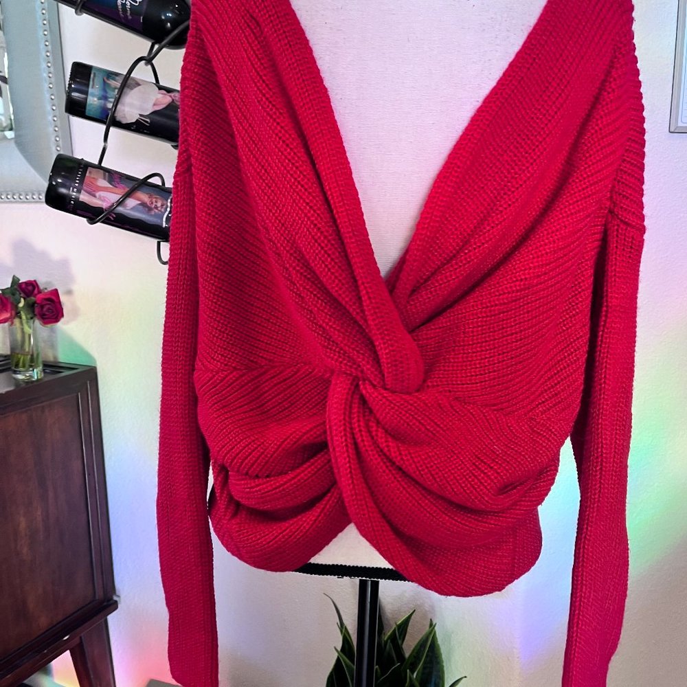 PPLA Ribbed Rio Knit Twist Back Sweater Size M